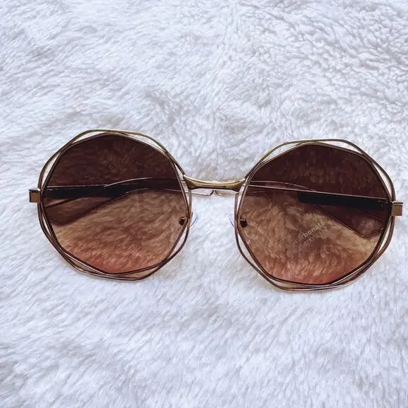Seraphina Brown Geometric Sunglasses - Picture 1 of 13